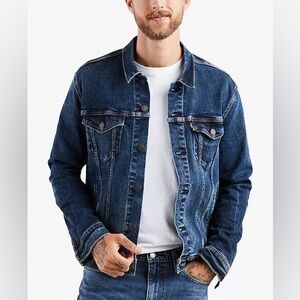 Levis Mens Denim-Paint Splatter Trucker Jacket